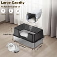 thumbnail image 3 of Stainless Steel Cat Litter Box - Extra Large 60x40x31.5cm High-Sided Tray with Lid (Black) for Odor Control, Anti-Splash Design, 3 of 7