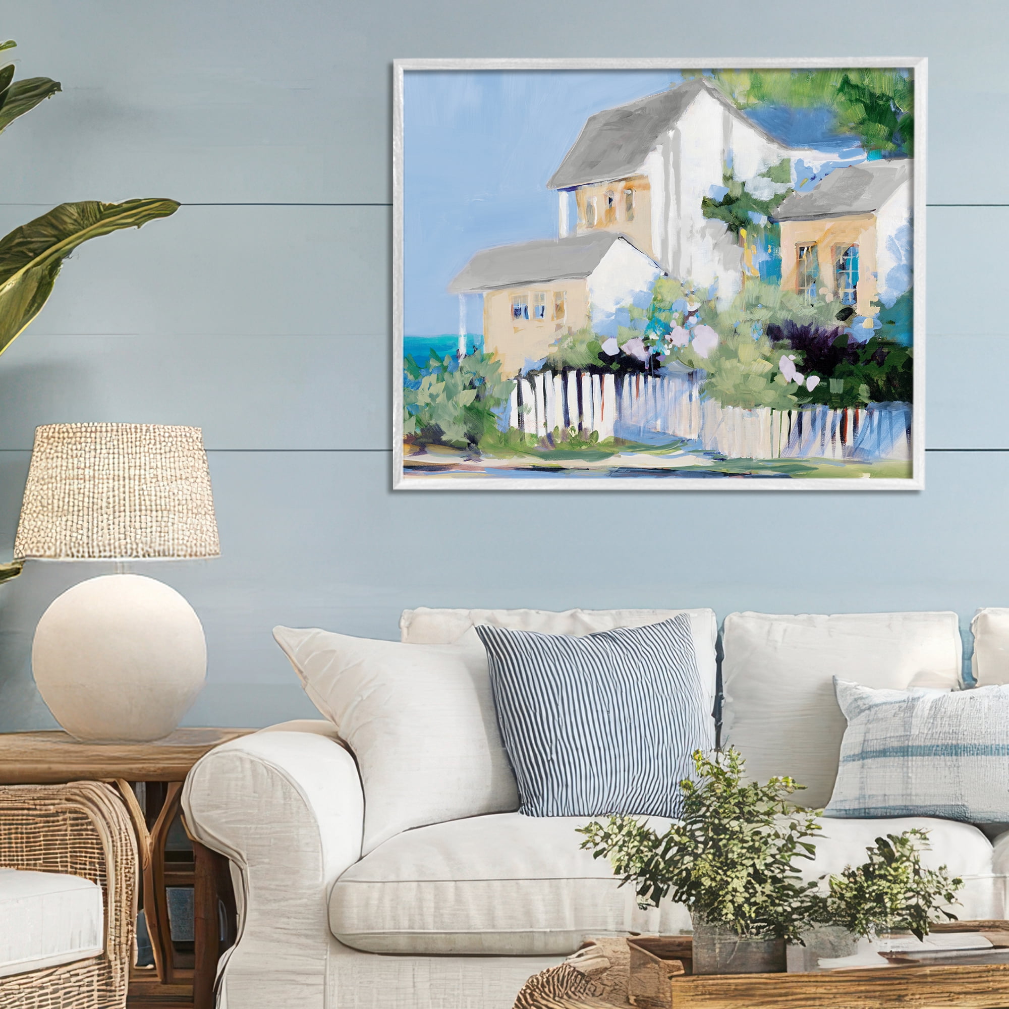 Stupell Industries Living by the Water Cottage White Framed Giclee Art, design by Jane Slivka