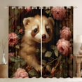 thumbnail image 1 of Rideaux pour Salon, Rideaux Roses, Rideaux Occultants Fleurs Romantiques 2 Panneaux 52"Lx84"H, Rideaux de Fenêtre Animaux Sauvages Mignons, 1 of 6