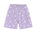 thumbnail image 6 of CYRBOKO Girls Outfit Sets, Tops and Shorts Summer Short Sleeve Elastic Waist Casual Loungewear Two-piece Sets Purple Size 5-6 T, 6 of 8