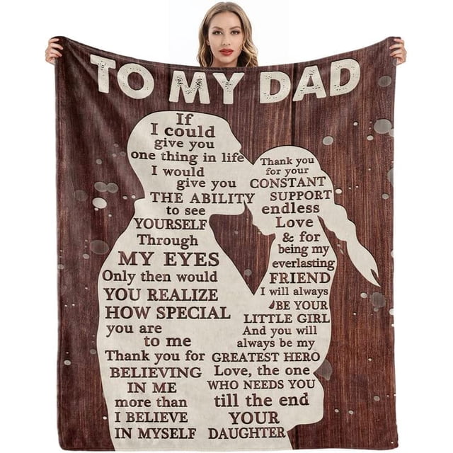 LHSHID Gifts for Dad from Daughter to My Dad Blanket Best Gift for Fathers Day Birthday Christmas Valentines Day Bday Present Idea for Father Husband Men Him Healing Thoughts Throw Blanket 30"x40"