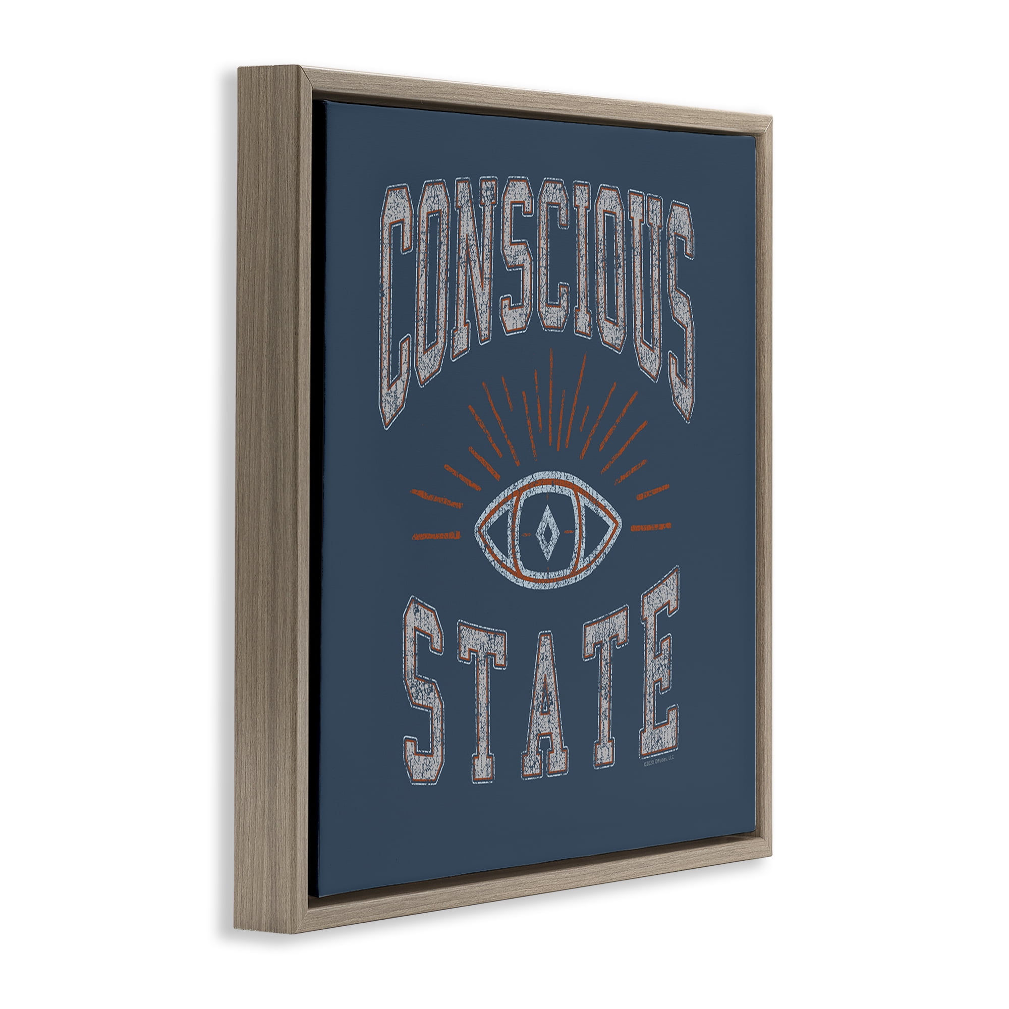 Stupell Industries Conscious State Varsity Style Text & Numbers Painting Brown Floater Framed Canvas Art Print Wall Art, 25 x 25
