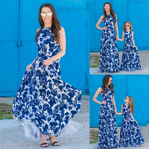 Mommy  Me Family Matching Dress Mother Daughter Floral Sundress for Kids Women