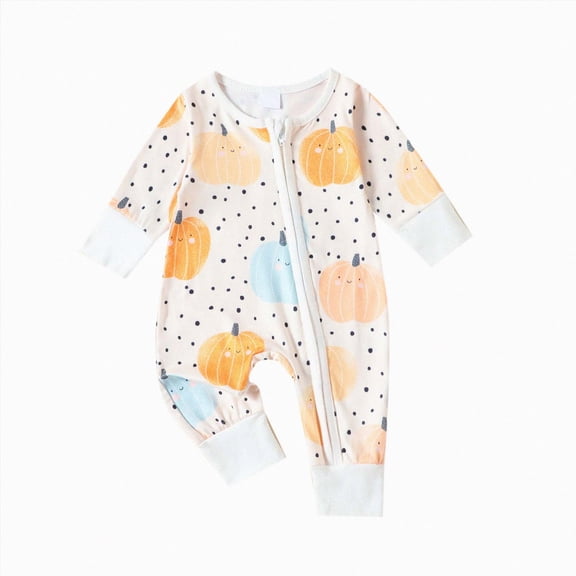 6-12 Months Newborn One-Piece Jumpsuit Baby Girls And Boys Bodysuits With Cute Cartoon Patterns Orange Infant Gift
