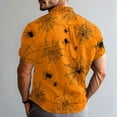 thumbnail image 4 of WTOBBY Men's Halloween Printed Short Sleeve Shirt Casual Loose Fit Party Graphic Tee Cotton Blend Breathable Top for Festival Costume Holiday Celebration,Saffron M, 4 of 6