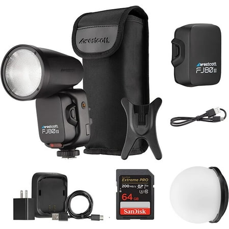 Image of Westcott FJ80 II M Universal Touchscreen 80Ws Speedlight with Multi-Brand TTL Compatibility | FJ80 Magnetic Diffusion Dome Lighting Accessories 64GB Extreme PRO UHS-I SDXC Memory Card Bundle