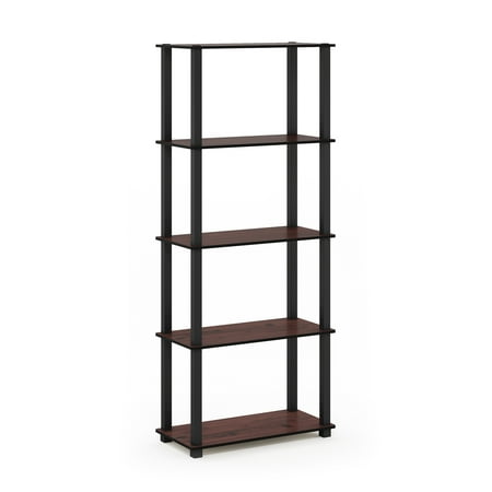 Furinno Turn-S-Tube 5-Tier Square Tubes Display Shelf, Dark Cherry/Black