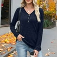 thumbnail image 5 of HAiming Womens Knit Sweater V Neck Long Sleeve Button Tunic Pullover Tops Casual Solid Color Blouse, 5 of 8