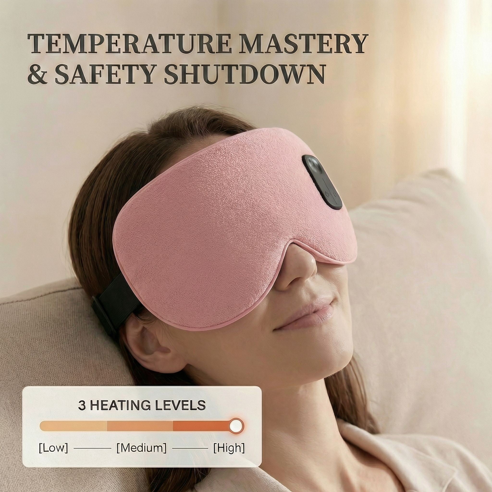 FACEMOON 1 Pack Adult Cordless Heated Sleep Mask – Rechargeable Natural Flaxseed Moist Heat | Comfort Eye Relaxation for Sleep | Pink