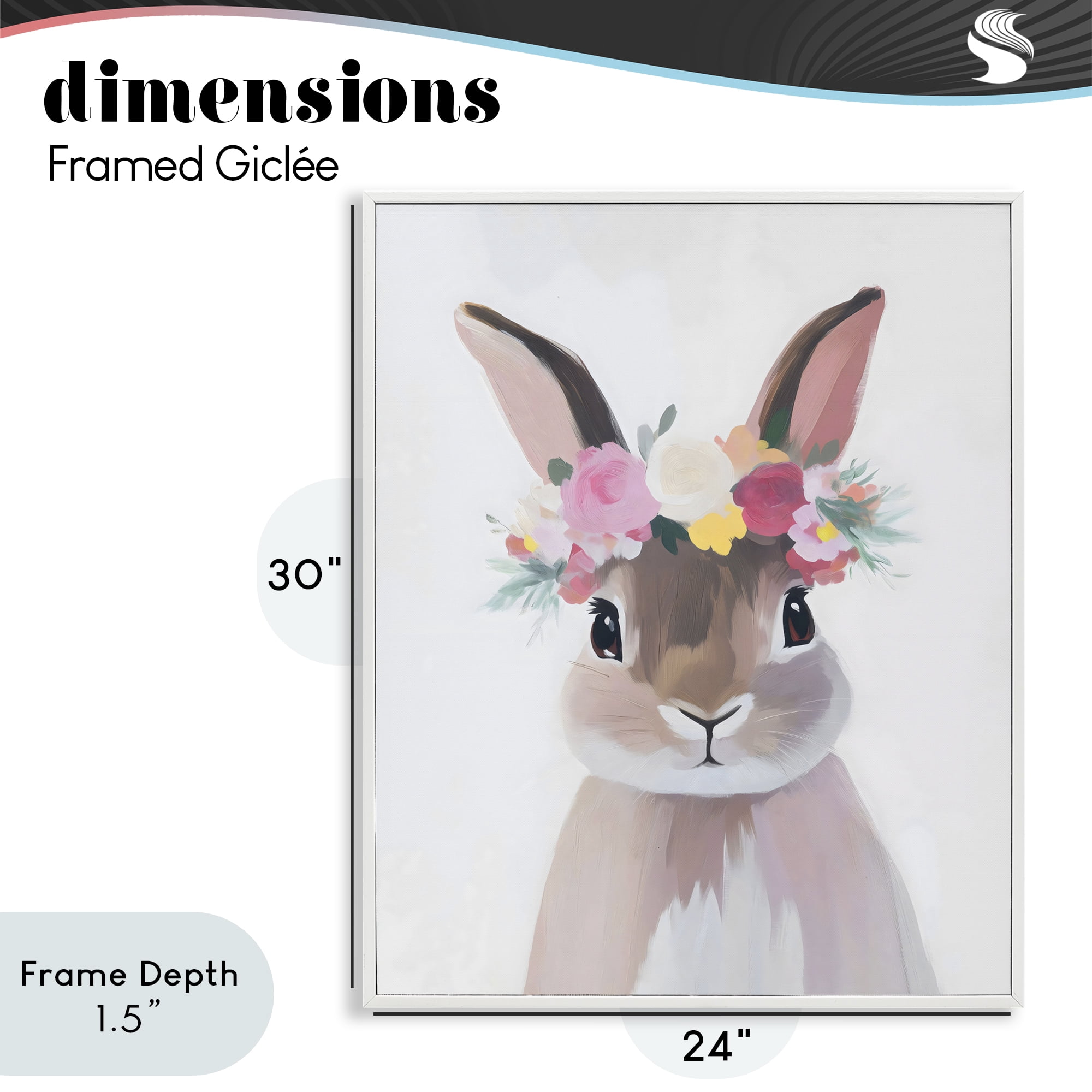 Stupell Industries Flower Crown Rabbit White Framed Giclee Art, design by The Prints Vibe