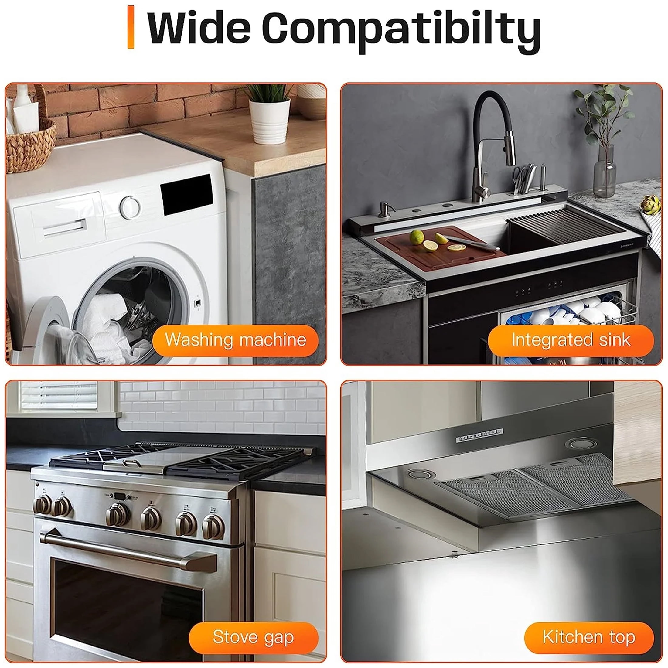 MOTMAX 2Pcs Stainless Steel Stove Gap Covers, Stove Gap Filler for Kitchen, Adjustable Length 13.8" to 27.5"