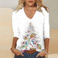 thumbnail image 2 of asdoklhq Christmas Sweatshirts for Women Ladies' Christmas Fashion Casual Printed V-neck Quarter Sleeve Top White XL, 2 of 5