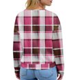 thumbnail image 7 of Women's Casual Shirts Long Sleeve Tops Button Up V Neck Loose Knit Fall Favorites For Women with Large Plaid Print Waffle Henley Shirt, Autumn Winter Fashion Comfortable Blouse,Hot Pink,S, 7 of 7