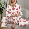 thumbnail image 6 of Fotbe Hand Drawn Strawberry Pattern Long Sleeve Pajama Set for Women,Sleepwear Set,2-piece Loungewear Set,Soft PJs Comfy Nightwear with Pockets -Large, 6 of 7