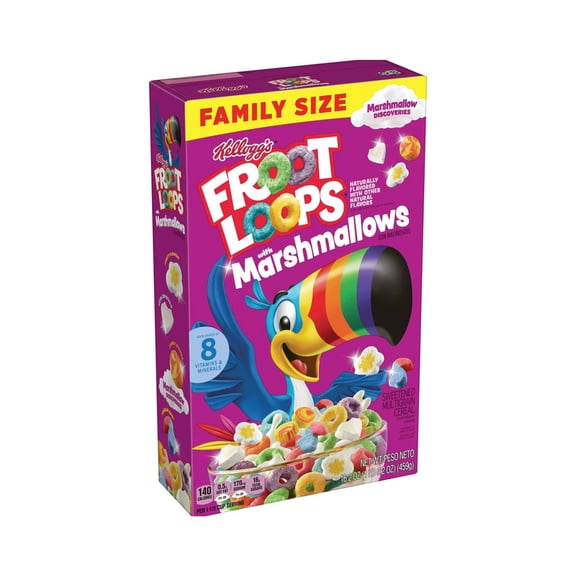 (PACK OF 1),Kellogg's Froot Loops Breakfast Cereal, Kids Cereal, Family Breakfast, Family Size, Original with Marshmallows,