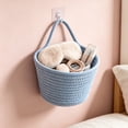 thumbnail image 3 of Fabric Wall Hanging Storage Basket- Small Hanging Basket for Organizing, Woven Pouchs Boho Style Wall Mounted Bag, Storage Organizers and Decoration Pocket Caddy Bins on Door Rack, 3 of 5