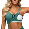 thumbnail image 3 of yoeyez Womens Workout Tank Tops with Built-in Shelf Bra Crew Neck Racerback Ribbed Cami Seamless Slim Fitted Yoga Tanks for Athletic, Gym, Running Mint Green,S, 3 of 7