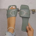 thumbnail image 5 of DIVVce Rhinestone Buckle Slide Mules For Women Square Toe Comfort Slip On Casual Dress Footwear, 5 of 8
