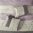 thumbnail image 3 of Madison Park Queen Faux Silk Comforter Set with Decor Pillow and Bed Skirt Embroidered Pieced 7-Piece Bedding Set, Purple, 3 of 11