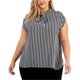 thumbnail image 1 of bar III Womens Neck Tie Striped Halter Blouse Top, black, Plus Size, 1X, 1 of 1