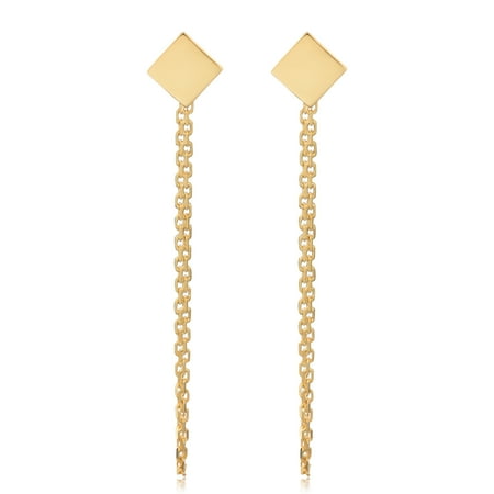 KoolJewelry 14k Yellow Gold 6mm Square Diamond-Shaped Stud Drape Earrings