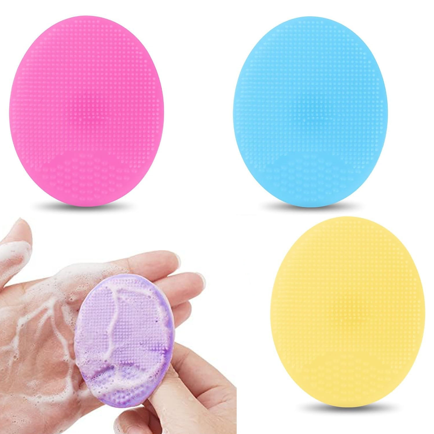 NOGIS Silicone Face Scrubber Exfoliator Brush Manual Facial Cleansing Brush Pad Soft Face Cleanser for Exfoliating and Massage Pore for All Skin Types 3 Pack Walmart