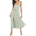 thumbnail image 2 of Women's Elegant Bridesmaid Dresses Square Neck Ruffle Split Midi Formal Dress for Wedding Guest Cocktail Party, 2 of 5