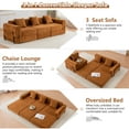 thumbnail image 5 of GNIXUU 98.81" Modern Modular Recliner Sofa, Convertible Sleeper Bed,Folding Mattress 3 Seater Couch with Fixed-Shape Frame ,Comfy Lazy Boneless Couches for Living Room Bedroom Lounge,Orange, 5 of 8