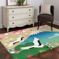 thumbnail image 3 of Area Rugs for Living Room Bedroom, Teal Brown Mountain 4'x6' Rug Washable Carpet Runner Indoor Outdoor, Farmhouse Cherry Blossoms Cranes Non Slip Accent Floor Mats Rug for Kitchen, Office, 3 of 8