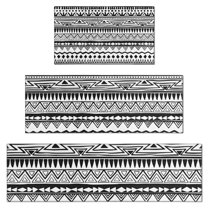 Black Geometric Striped Pattern Kitchen Rugs Sets Of 3,Kitchen Runner Rugs Non Skid Washable,Decorative Kitchen Floor Mats for Kitchen,Sink,Laundry,17"x30"  17"x47"   17"x59"