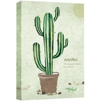 wall26 Canvas Print Wall Art Green Cactus & Sun with Motivational Quote Floral Plants Illustrations Realism Rustic Closeup Colorful Multicolor Ultra for Living Room, Bedroom, Office - 24"x36