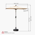 thumbnail image 6 of 4'x6' Rectangle Patio Umbrella with Crank and Tilt - UV Resistant Outdoor Market Umbrella, Beige, Aluminum Frame 6 Reinforced Ribs for Pool Deck Garden, 250g Polyester Fade-Resistant Canopy, 6 of 6