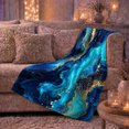 thumbnail image 6 of Swirling Blue Gold Marble Sofa Pumpkins Cat Elegant, Cozy Pet Portrait Pattern, Warm Flannel Blanket for Living Room and Reading Nook, Cat Lovers Halloween Gift, Pet Lover Home Decor, 6 of 9