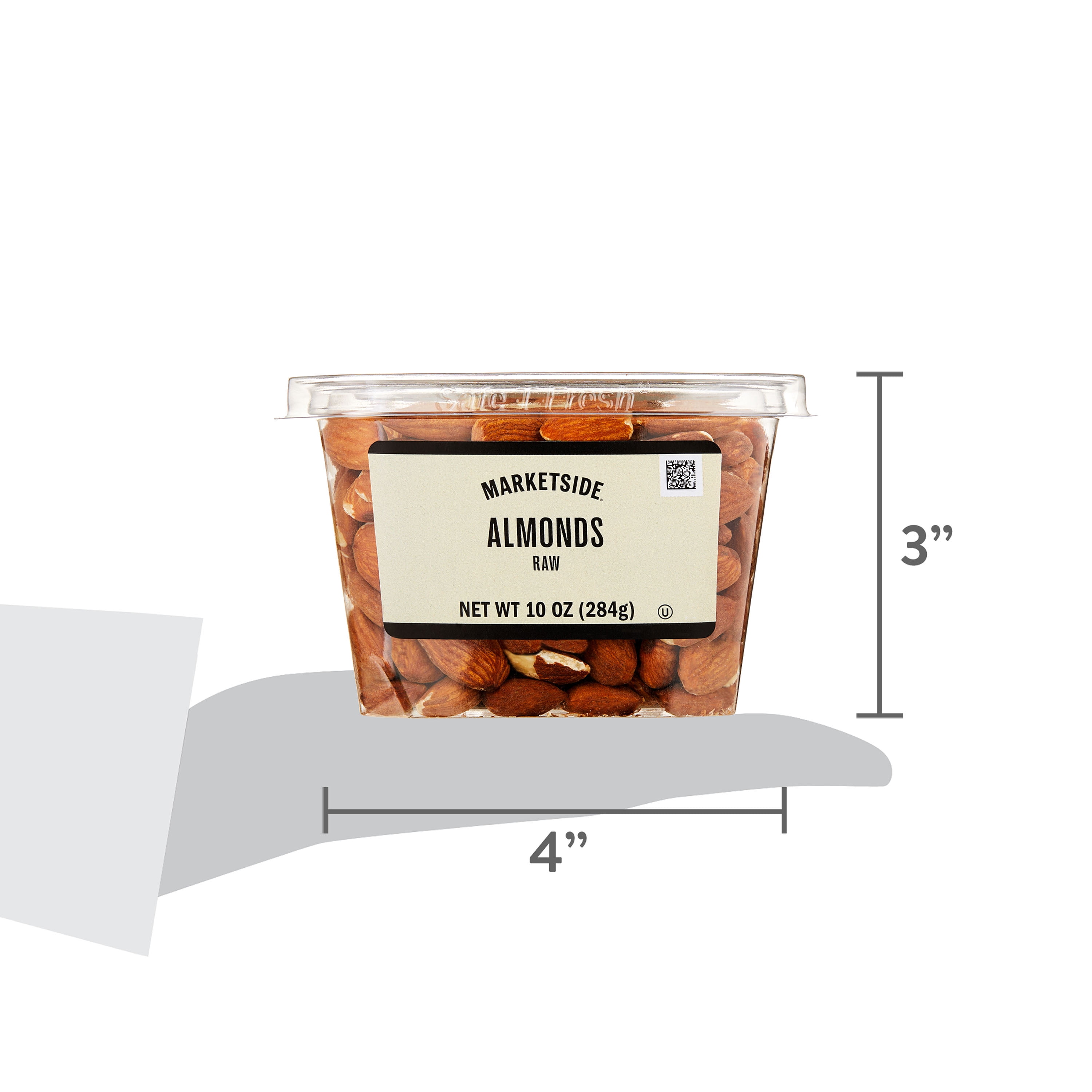 Marketside Natural Raw Almonds, 10 oz Tub