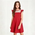 thumbnail image 4 of Zpanxa Girls Dresses, Kid's Mesh Casual Dress Solid Round Neck Sleeveless Dresses Red 10 Years, 4 of 6