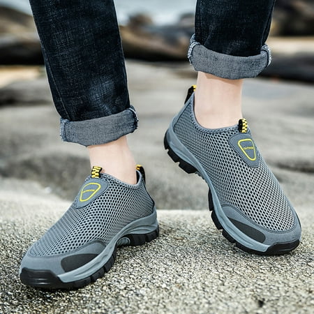 

ZXHACSJ Fashion Men s Casual Shoes Hollow Out Breathable Mesh Single Shoes Large Size Non Slip Men s Mountaineering Shoes Outdoor Hiking Shoes Gray 45