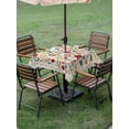 thumbnail image 3 of Outdoor Tablecloth with Umbrella Hole and Zipper, Watercolor Flowers Square Table Cloth 54x54 Inch Waterproof Tablecloth, Rustic Spring Floral Botanical Beige Picnic Table Cover for Patio Camping, 3 of 7