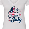 thumbnail image 4 of Inktastic 4th of July with Striped Stars Women's V-Neck T-Shirt, 4 of 5