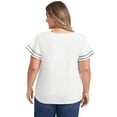 thumbnail image 3 of GRACE & GRANDEUR Women's Plus Size T-Shirts V Neck Ruffle Short Sleeves Striped Contrasting Colors Tee Shirt Blouses 1X White, 3 of 5