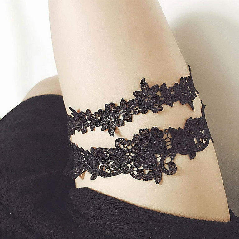 2 Pieces Wedding Garters Daisy Lace Bridal Garter Hand Sewn Faux Pearls  Garter for Bride