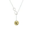 thumbnail image 2 of Delight Jewelry Goldtone Large Disc Letter - K - 3/4'' Silver tone Elegant Infinity Lariat Necklace, 2 of 4