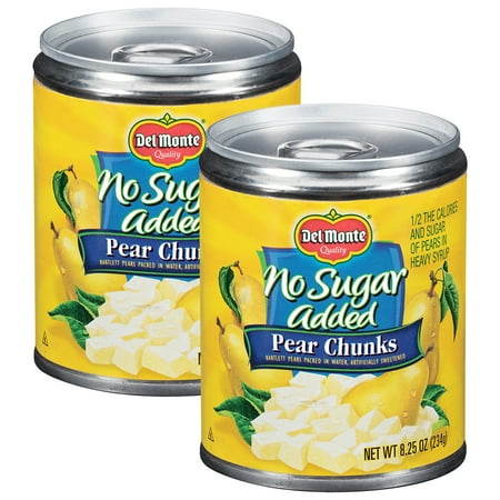 (2 Pack) Del Monte No Sugar Added Bartlett Pear Chunks, 8.25 oz Can