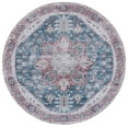 thumbnail image 3 of SAFAVIEH Tucson Jayla Oriental Machine Washable Area Rug, Navy/Red, 6' x 6' Round, 3 of 13