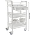 thumbnail image 3 of 3 Tiers Beauty Salon Rolling Trolley, Mobile Medical Trolley Cart with 2 Dirts Bucket, Esthetician Cart with Drawer Lockable Wheels, 3 Tier Heavy Duty SPA for Beauty Salon Hospital Lab (White), 3 of 14