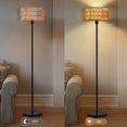 thumbnail image 6 of Rattan Floor Lamps for Living Room, Rattan Boho Floor Lamp, Black Metal Floor Lamp with Bulb, Rattan Fabric Double Shades, Farmhouse Rustic Floor Lamp, Standing Lamp for Living Room Bedroom Office, 6 of 8