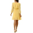 thumbnail image 4 of INSPIRE CHIC Women's Solid Cute V Neck Half Sleeve Flowy a-Line Chiffon Dress S Yellow, 4 of 7