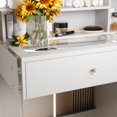 thumbnail image 3 of Makeup Vanity Desk with Mirror and Lights, Bedroom Dressing Table with 2 Drawers and Cabinet, 3 Lighting Mode, Vanity Table with Glass Top and Storage Shelves, for Women Girls, 3 of 15