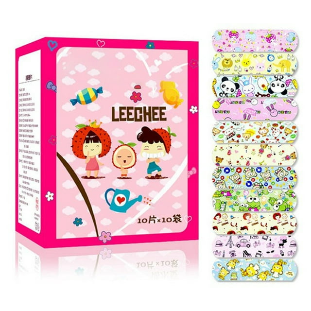 100Pcs Waterproof Breathable Cute Cartoon Hemostasis Adhesive Bandages for Kids, First Aid Emergency Kit, Small Wound
