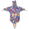 thumbnail image 2 of FORMRS Wearable Blanket Hoodie with Sleeves for Kids Cozy Flannel Sweatshirt, Yellow Wavy Plaid, 2 of 7