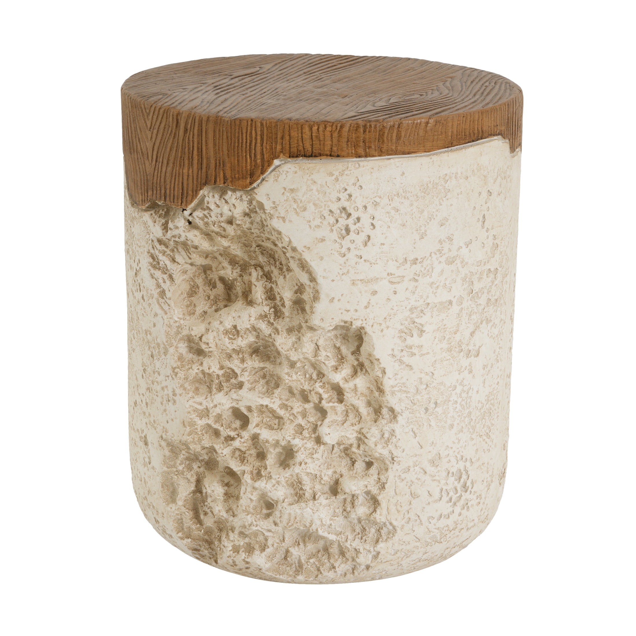 Christopher Knight Home Outdoor MGO Round Accent Side Table, Rustic Textured with Wood Grain Top, Beige